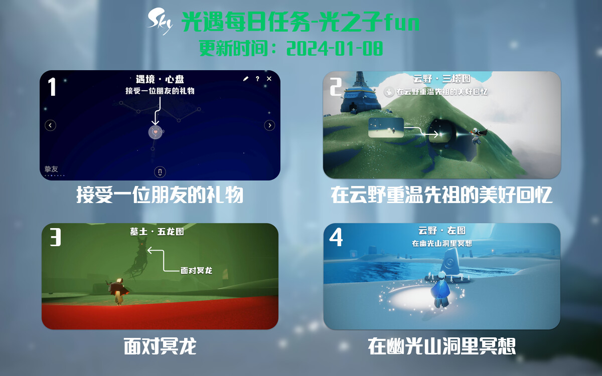 光遇2024.1.8每日任务详细位置[光遇任务]-光之子fun