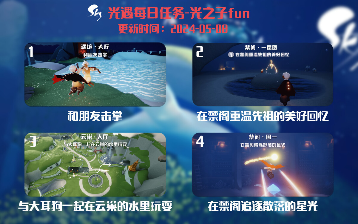 光遇2024.5.8每日任务详细位置[光遇任务]-光之子fun
