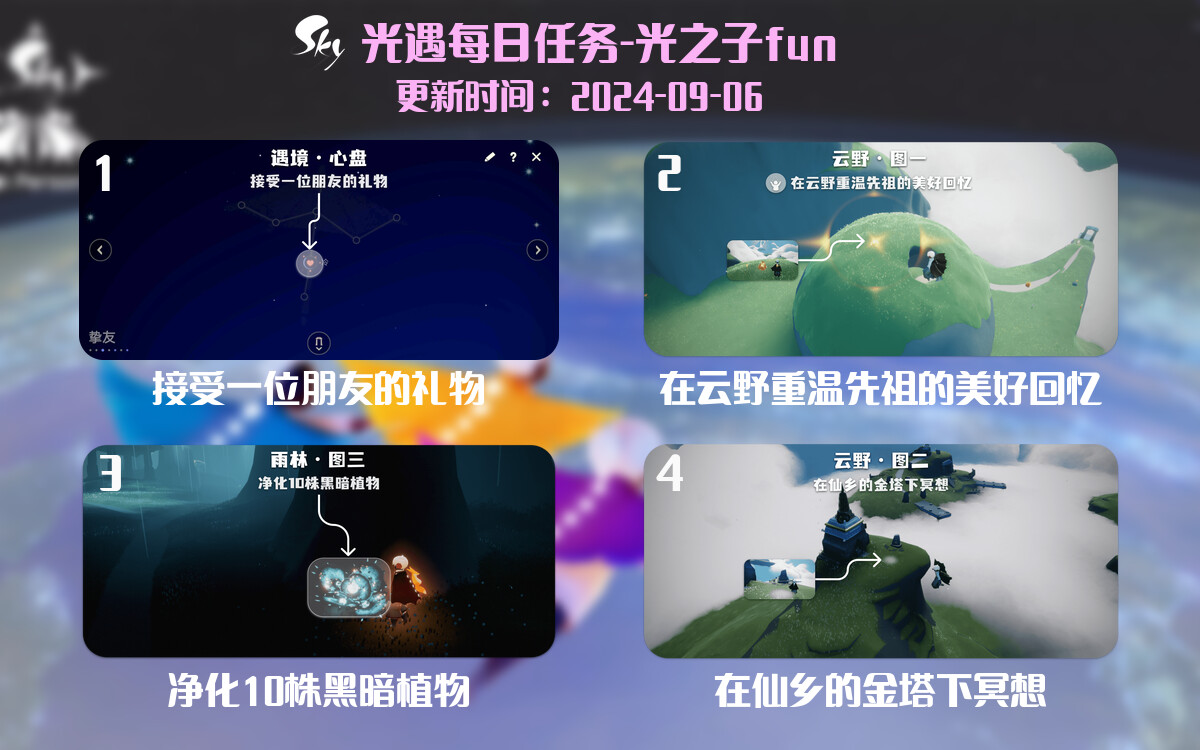 光遇2024.9.6每日任务详细位置[光遇任务]-光之子fun